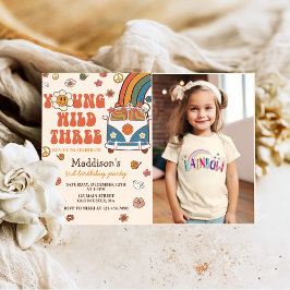 Young Wild Threeレトロレインボー3rdバースデーフォト 招待状