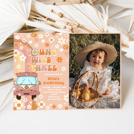 Young Wild Threeレトロレインボー3rdバースデーフォト 招待状