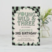 Young Wild & Three レトロな3歳の誕生日パーティー 招待状 (スタンド正面)