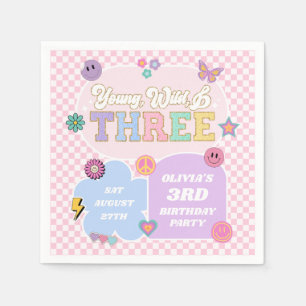 Young Wild & Three 名門私立校風の Patch 3rd Birthdayパーティー スタンダードカクテルナプキン