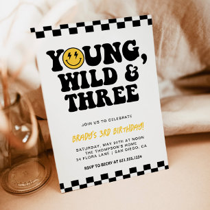 Young, Wild & Three, 3rd誕生日スマイリーフェイスボルト 招待状