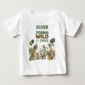 Young Wild & Three Animals Boy 3歳のパーティー ベビーTシャツ (正面)