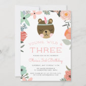 Young, Wild & Three Birthday Partyへの招待 招待状 (正面)