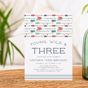 Young, Wild & Three Birthday Partyへの招待 招待状