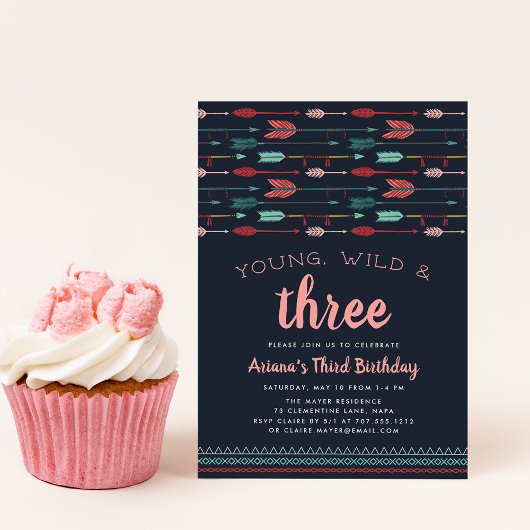 Young, Wild & Three Birthday Partyへの招待 招待状