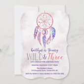 Young, Wild & Three Boho誕生日招待状 招待状 (正面)