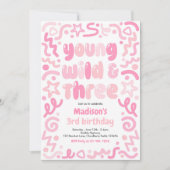 Young Wild & Three Confetti Balloon 3rd Birthday  招待状 (正面)