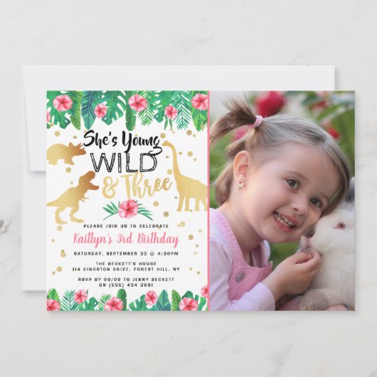 Young Wild & Three Daisolasの3番目の誕生日の写真 招待状 (正面)