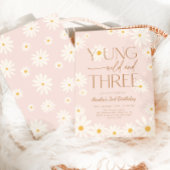 Young Wild Three Daisy Floral 3rd Birthday 招待状