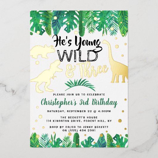 Young Wild & Three Daugust Boys 実在 3rd Birthday 箔招待状 (正面)