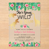 Young Wild & Three Dinosale Girls 3歳の誕生日 アクリル招待状 (正面)