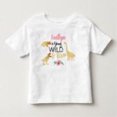 Young Wild & Three Dinosale Girls 3歳の誕生日 トドラーTシャツ (正面)