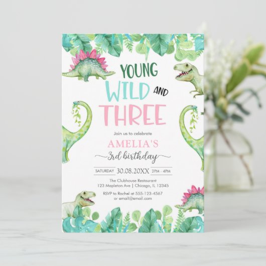 Young WIld & Three Dinosaur 3rd Birthday 招待状 (スタンド正面)