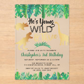 Young Wild & Three Dinosaur Boys 3rd Birthday アクリル招待状 (正面)
