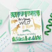 Young Wild & Three Dinosaur Boys 3rd Birthday スタンダードカクテルナプキン