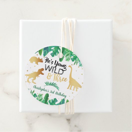 Young Wild & Three Dinosaur Boys 3rd Birthday フェイバータグ (インサイチュ)