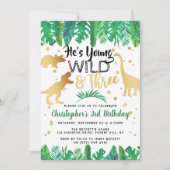 Young Wild & Three Dinosaur Boys 3rd Birthday 招待状 (正面)