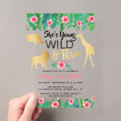 Young Wild & Three Girls 3歳の誕生日 アクリル招待状 (インサイチュ (ポータブル))