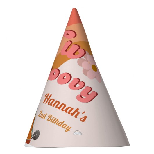 Young wild & Three Groovy daisy 3rd Birthday Party パーティーハット (右)