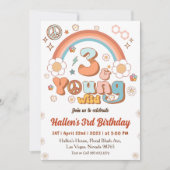 Young Wild & Three Groovy Rainbow 3rd Birthday 招待状 (正面)