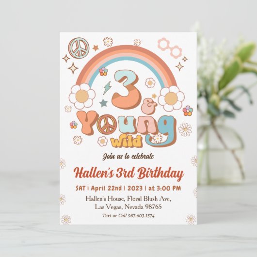 Young Wild & Three Groovy Rainbow 3rd Birthday 招待状 (スタンド正面)