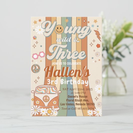 Young Wild & Three Groovy Rainbow 3rd Birthday 招待状 (スタンド正面)