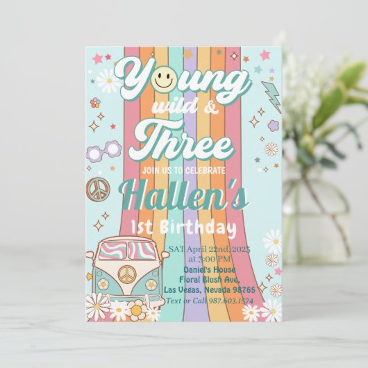 Young Wild & Three Groovy Rainbow 3rd Birthday 招待状 (スタンド正面)