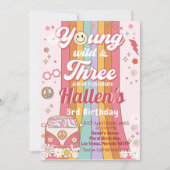 Young Wild & Three Groovy Rainbow 3rd Birthday 招待状 (正面)