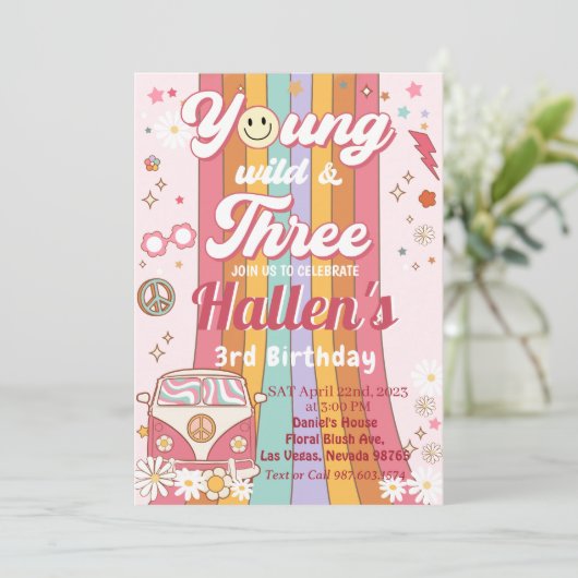 Young Wild & Three Groovy Rainbow 3rd Birthday 招待状 (スタンド正面)