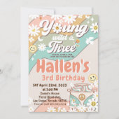 Young Wild & Three Groovy Rainbow 3rd Birthday 招待状 (正面)