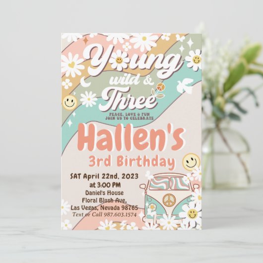 Young Wild & Three Groovy Rainbow 3rd Birthday 招待状 (スタンド正面)