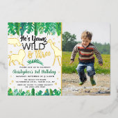 Young Wild & Three Jungle Boysの3番目の誕生日フォト 箔招待状 (正面)