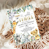 Young Wild & Three Party Animals Boy 3rd Birthday 招待状