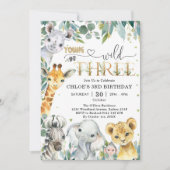 Young Wild & Three Party Animals Boy 3rd Birthday 招待状 (正面)