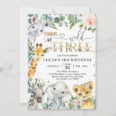Young Wild & Three Party Animals Girl 3rd Birthday 招待状 (正面)