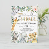 Young Wild & Three Party Animals Girl 3rd Birthday 招待状 (スタンド正面)