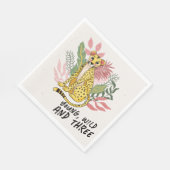 Young Wild Three Pink Cheetah Kids Birthday Party スタンダードランチョンナプキン (角)