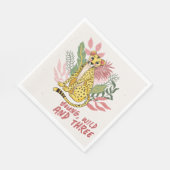 Young Wild Three Pink Cheetah Kids Birthday Party スタンダードランチョンナプキン (角)