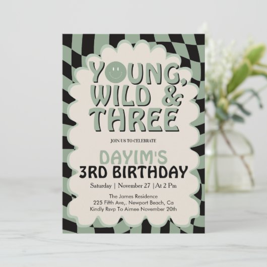 Young Wild & Three Retro 3rd Birthday Party 招待状 (スタンド正面)