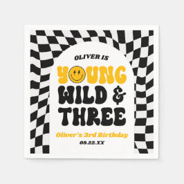 Young Wild & Three Retro Third 3rd Birthday Party スタンダードカクテルナプキン