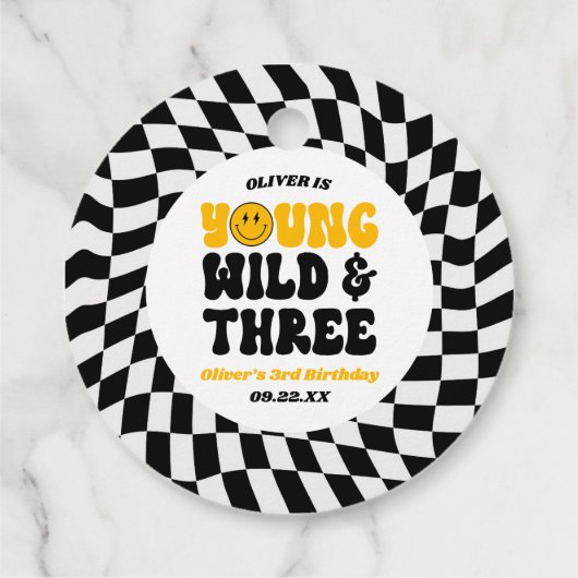 Young Wild & Three Retro Third 3rd Birthday Party フェイバータグ (裏面)