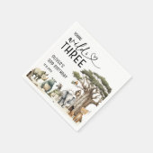 Young Wild Three Safariの第3誕生日ウェルカムサイン スタンダードカクテルナプキン (角)