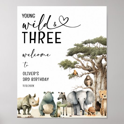 Young Wild Three Safariの第3誕生日ウェルカムサイン ポスター (正面)