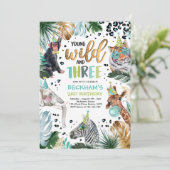 Young Wild & Three Safari Animals 3rd Boy誕生日 招待状 (スタンド正面)