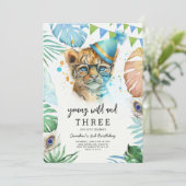 Young Wild & Three Safari Animals Birthday 招待状 (スタンド正面)