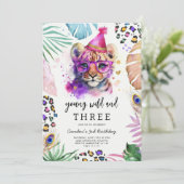 Young Wild & Three Safari Animals Birthday 招待状 (スタンド正面)