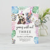 Young Wild & Three Safari Animals Birthday  招待状 (スタンド正面)