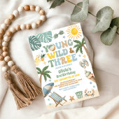 Young Wild & Three Summer Beach 3rd Birthday  招待状