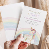 Young Wild & Three Unicorn Rainbow 3rd Birthday 招待状