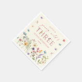 Young Wild & Three Wildflower 3歳の誕生日パーティー スタンダードカクテルナプキン (角)